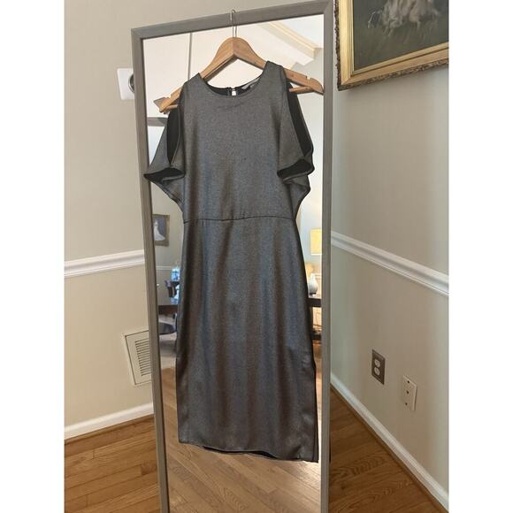 H&M evening cocktail party cold shoulder dress in black silver color in Sz 4 - Picture 2 of 6